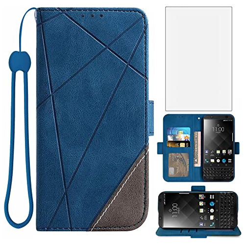 Funda Cartera Para Blackberry Keyone Azul Piel Sintetica