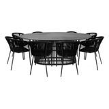 Comedor Ovalado Madera Silla Artesanal Tequila By Promobel Color Negro