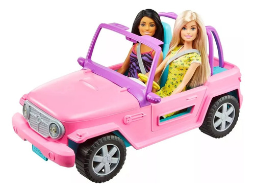 Muñeca Barbie Jeep Rosa Con Su Amiga Gvk02 Lanus