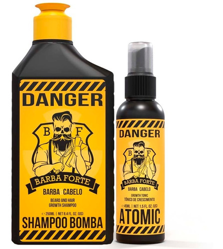 Kit Shampoo Bomba + Tônico De Crescimento Danger Barba Forte