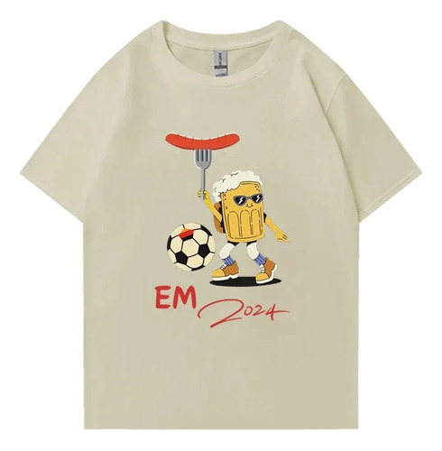 Camiseta Casual De Algodón Con Estampado Euro 2024