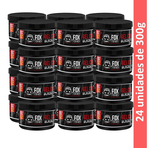 Gel Cola Black 300g Preto Pigmentado Fox For Men Fardo 24 Un