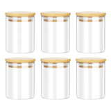 Set Spice Jars De Vidrio De 6.450 Ml Con Tapas De Bambú, Tra