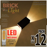 Aplique Interior Bidireccional Bipin Luz C/ Led 6w Pack X12 Superbrillante Hierro Difusor Luz Iluminacion Indirecta 