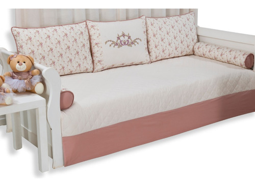 Kit Bicama Fiori Floral Rosê 6 Peças,cama Baba Menina