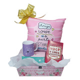 Kit De Presente Para Amiga - Cesta Almofada Caneca E Cartão