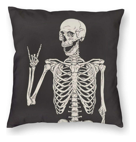 Toluyoqu Funda De Almohada Rock And Roll Esqueleto Calavera.