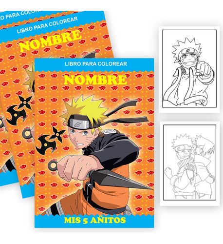 Kit Imprimir Mini  Libro Pintar Personalizado Naruto