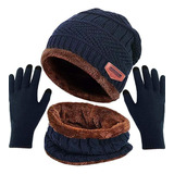 Kit Conjunto Gorro Com Cachecol Gola + Um Par De Luva Preta 