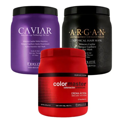 Kit 3 Mascaras Capilares Fidelité 1000g Argan - Hidronutritiva - Acida | MercadoLibre