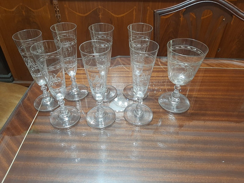 Juego De Copas Para Champagne En Cristal Antiguas 7 Unidades