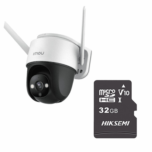 Imou Cámara Ip Pt Wifi 2 Mp S22fn-plus-32 Con Microsd 32gb Y Letrero Disuasivo Full Color Audio 2 Vías 30m De Visión Nocturna 3.6mm Sirena Y Luz Blanca H.265 Detección De Humanos S22fn Auto Tracking 