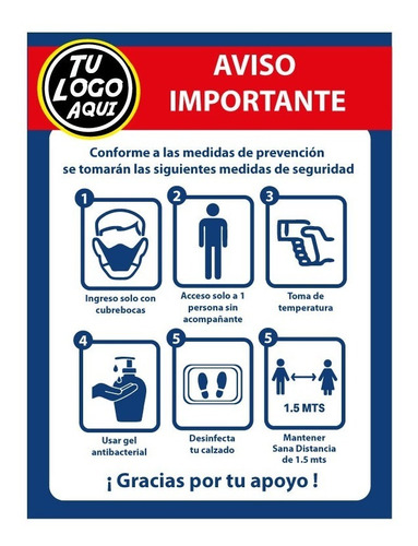 Señalamiento Medidas Seguridad Ingreso 28x43 Con Logo