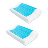 Set X2 Almohada Memory Foam Sensor Gel Mantiene Fresco Funda