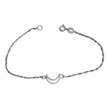 Pulsera De Mujer Plata 925 Delicada Con Dije Luna Calada.