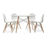 Juego De Comedor Mesa Redonda Madera Eames 100 + 4 Sillas Eames Dsw