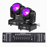 2 Moving Head Beam Led 80w Rgbw Strobo Sound + Mesa Dmx 512