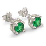 Aretes Topos Verde Esmeralda Plata925 Joyeria Fina