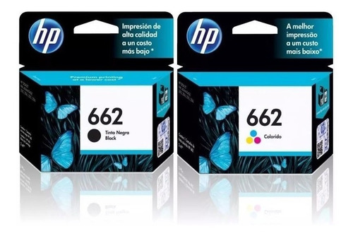 Kit Cartuchos Originais Hp 662 Preto E Color 4646 3546 1516