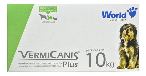 Vermicanis Plus 10kg Com 40 Comprimidos De 800mg