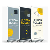 Pendon Roller En Tela Pvc 80x200cm Aluminio Y Bolso Trans.