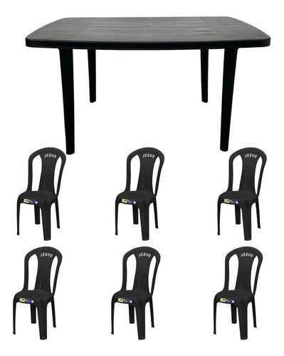 Jogo Mesa Retangular Desmontável Com 6 Cadeiras Bistrô Jesus