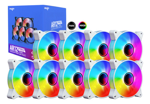 Cooler Fan Aigo Ar12 Pro Argb + Pwm 9 Fans Infinity Brancos