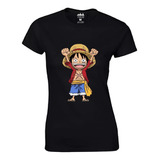 Baby Look Camiseta Feminina Algodão One Piece Luffy Anime