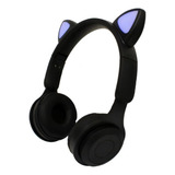 Diadema Bluetooth Audifonos Orejas De Gato Con Luz Led Color Negro
