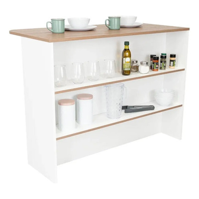 Mesa Alta, Barra De Cocina, Ideal Para Desayunador Roble Merida Blanco