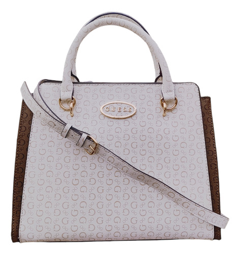 Bolsa Guess Factory Original Ag885606 Blanco Marrón Dama