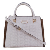 Bolsa Guess Factory Original Ag885606 Blanco Marrón Dama