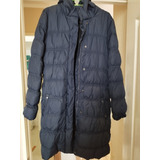 Parka Chaqueta Larga Mango Pluma Azul Marino Pluma Usada