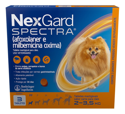 Nexgard Spectra Para Cães De 2 A 3,5kg - Com 3 Tabletes