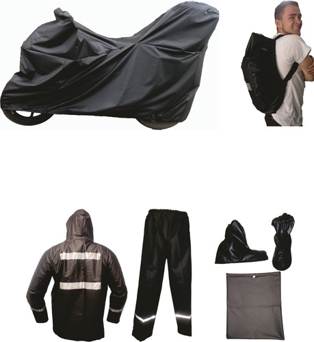 Combo Impermeable Moto X3 Pijama Baúl+traje Xxl+forro Maleta