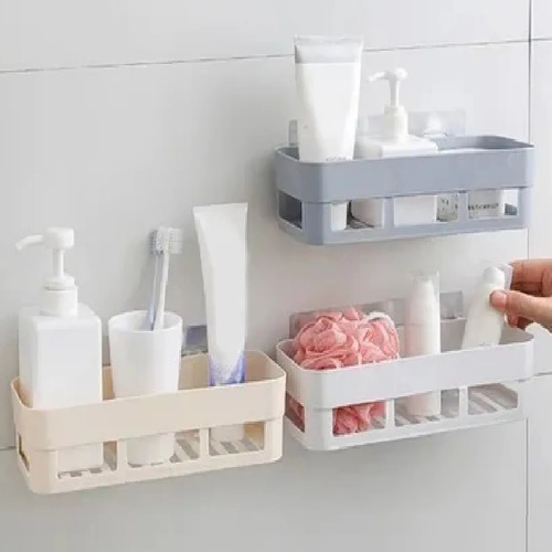 3 Suportes Organizador Porta Shampoo Adesivo Parede Banheiro