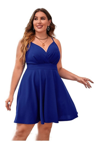 Vestido Cruzado Corte Campana Plus Size Curvy Tallas Extras