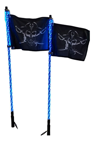 Antenas Led Rgb Gemelas Bluetooth 120cm Bandera Piratabarba 