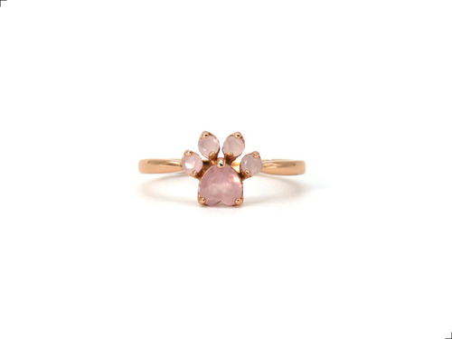 Anillo Compromiso Cuarzo Rosa Plata 925/18k Oro Rosa