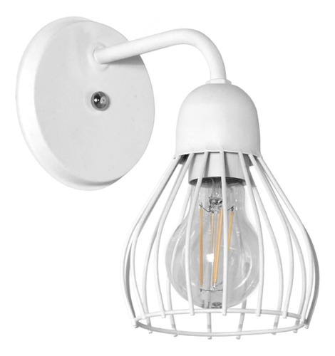 Aplique Luz Jaula Ferrolux Blanco Moderno Deco Rosca Común