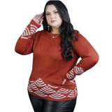 Blusa Manga Longa Feminina Plus Size De Frio Grossa Tricot