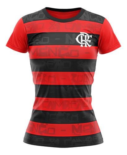 Camiseta Braziline Shout Flamengo Feminino - Vermelho E Pret