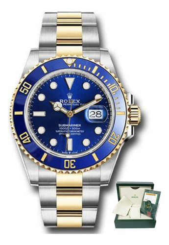 Relógio Rolex Submariner Misto Azul Base Eta 2840 Na Caixa