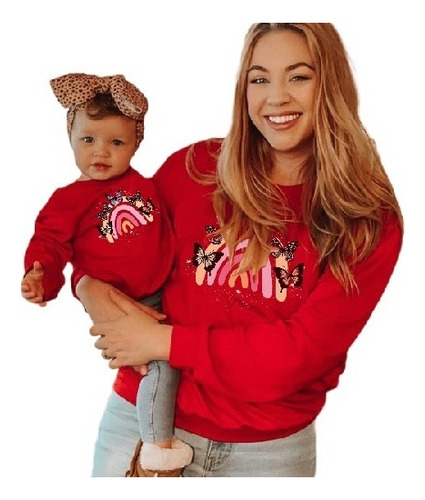 Sudadera De Invierno Para Madre E Hija Con Dibujo Animado