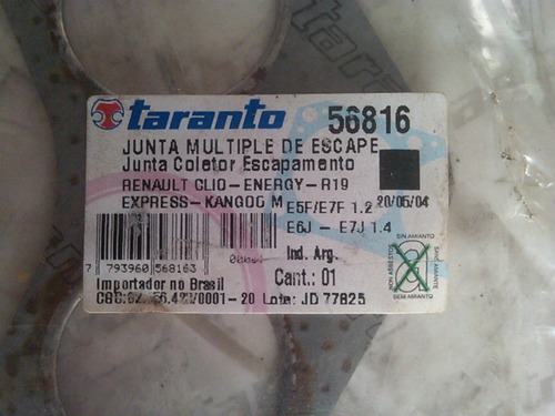 Junta Empacadura De Escape Clio Energy R19 Kango Expres Foto 3