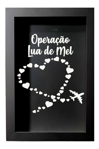 Quadro Cofre Operação Lua De Mel Em Mdf Preto 30x20x4