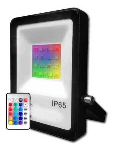 Reflector Led Multicolor Rgb 20w Exterior Con Control Remoto