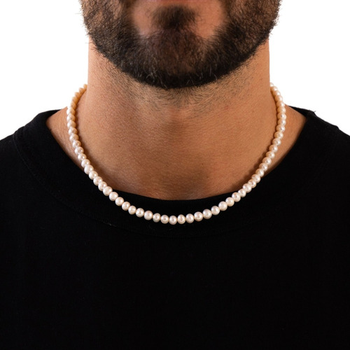 Collar De Perlas Hombre Mujer Acero Quirurgico