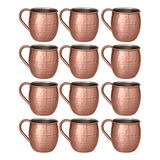 Kit 12 Canecas Moscow Mule Inox Rose Bronze Drink 500ml