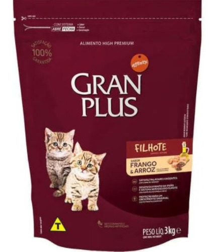 Ração Granplus Para Gatos Filhotes Sabor Frango E Arroz 3kg 